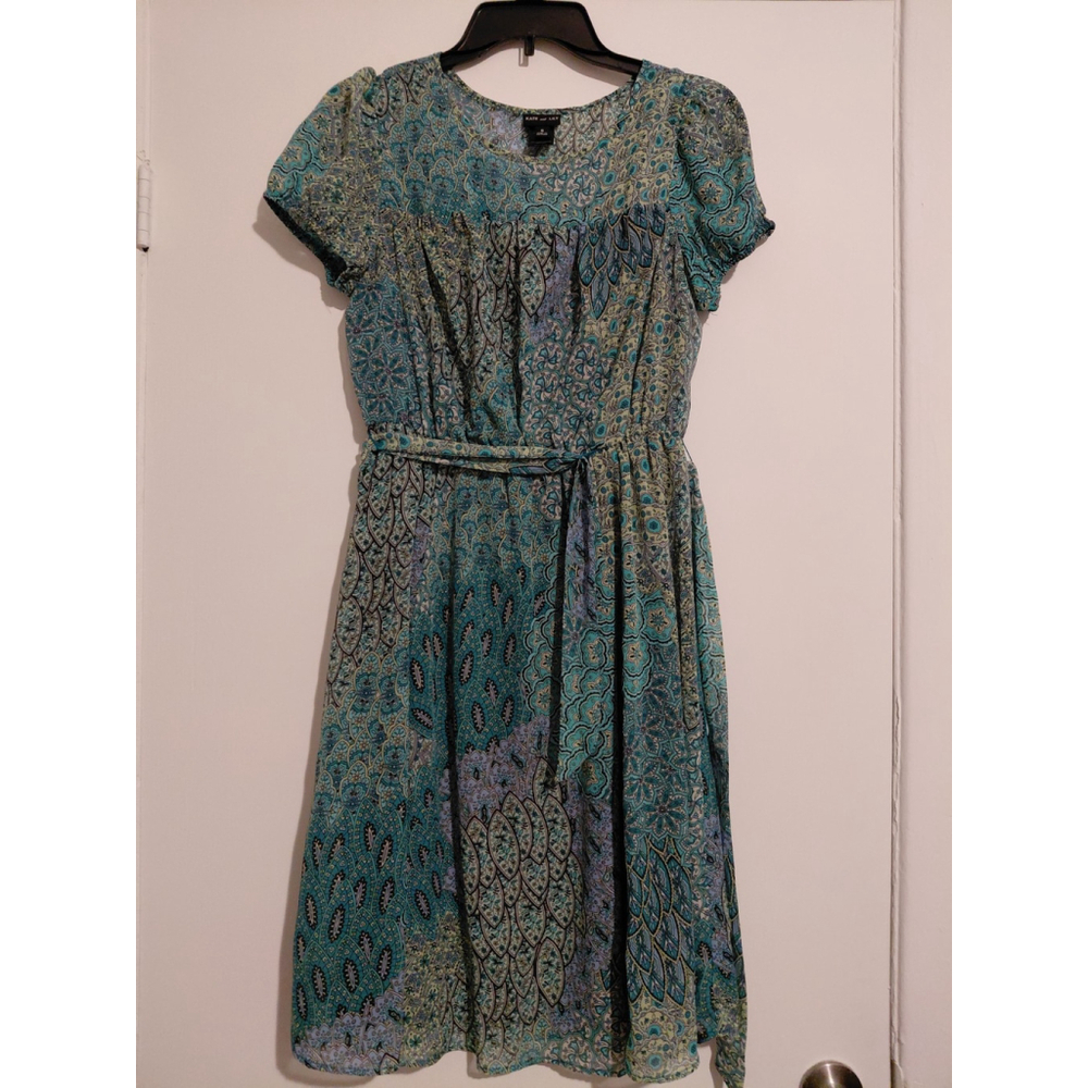 Kate and Lily Women's Floral Short Sleeve Scoop Neck Midi Dress Size 8 Green - Picture 1 of 3
